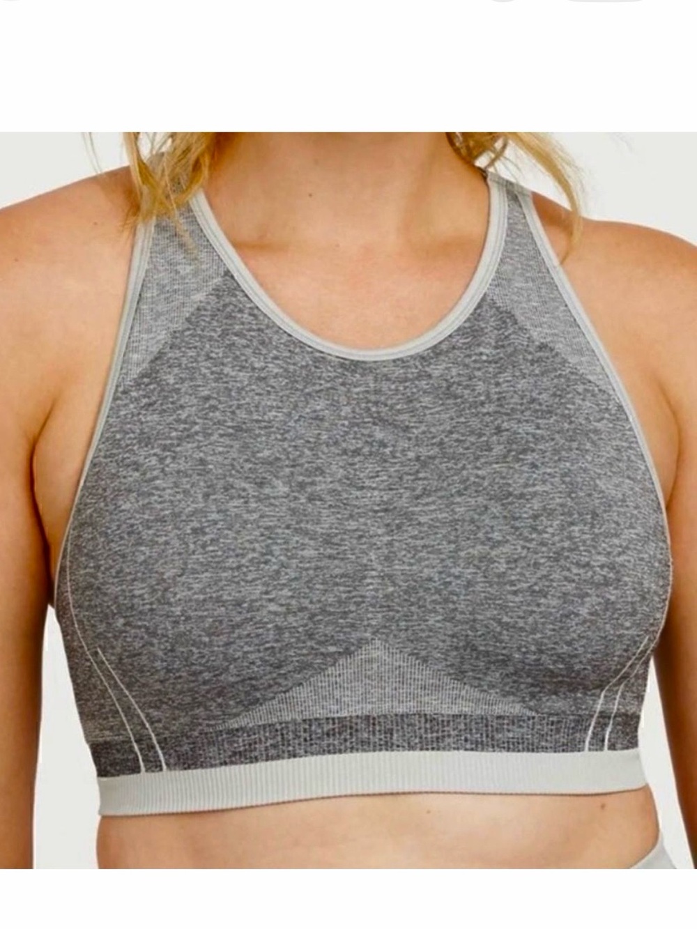 SPANX Gray High-Neck Seamless Sports Bra